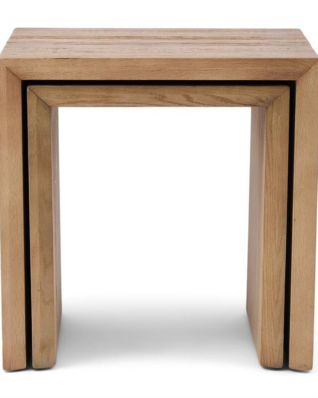 Rivièra Maison Sant Mateu Bijzettafel | Set Van 2 | Eikenhout
