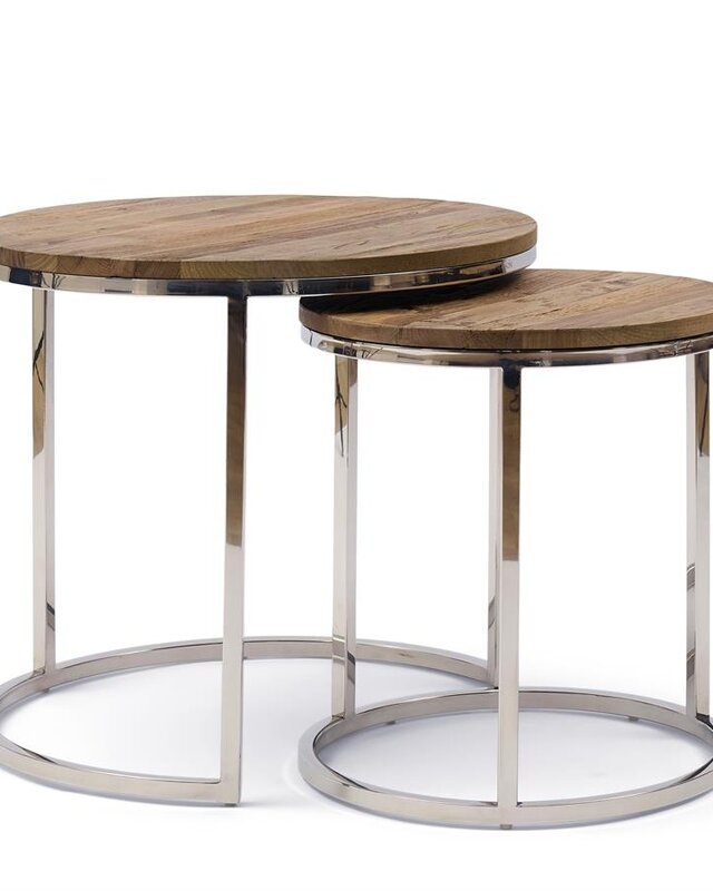 Rivièra Maison Soho Bijzettafel | Set Van 2 | Gerecycled Iepenhout