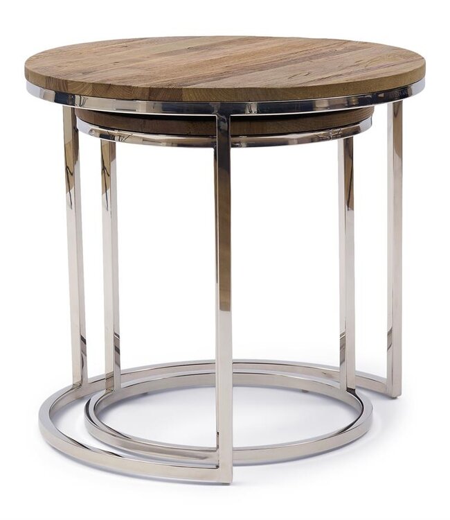 Rivièra Maison Soho Bijzettafel | Set Van 2 | Gerecycled Iepenhout