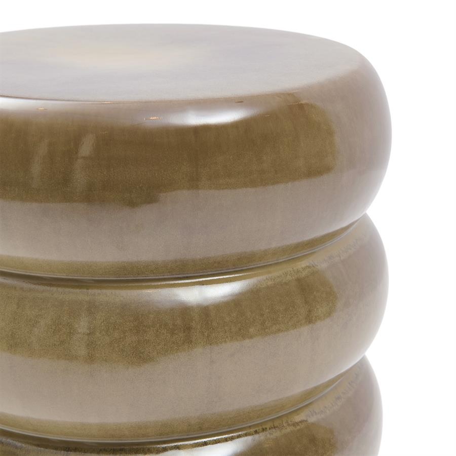 Rivièra Maison Rose Tower Bijzettafel | Olive | Keramiek H44 x D43 cm