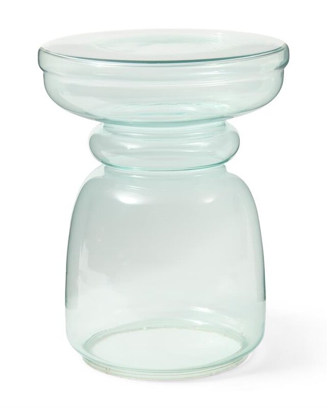 Rivièra Maison Venice Glazen Bijzettafel | Aqua | H45 x D35 cm