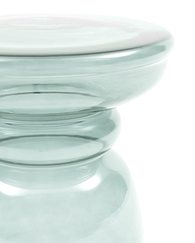 Rivièra Maison Venice Glazen Bijzettafel | Aqua | H45 x D35 cm