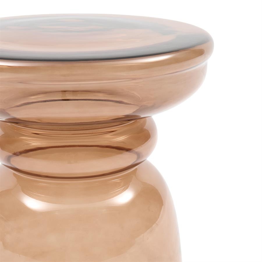 Rivièra Maison Venice Glazen Bijzettafel | Taupe | H45 x D35 cm