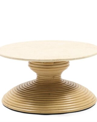 Rivièra Maison Vedella Bijzettafel | Marmer, Rattan | H40xB70xD70 cm