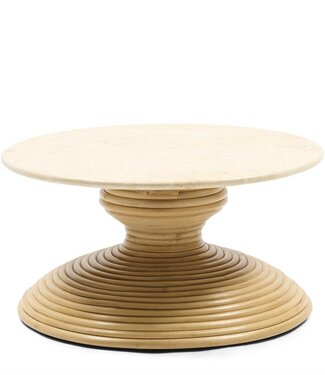 Rivièra Maison Vedella Bijzettafel | Marmer, Rattan | H40xB70xD70 cm