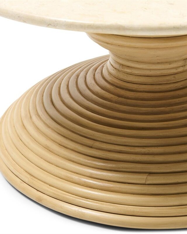 Rivièra Maison Vedella Bijzettafel | Marmer, Rattan | H40xB70xD70 cm