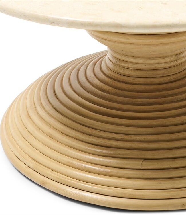Rivièra Maison Vedella Bijzettafel | Marmer, Rattan | H40xB70xD70 cm
