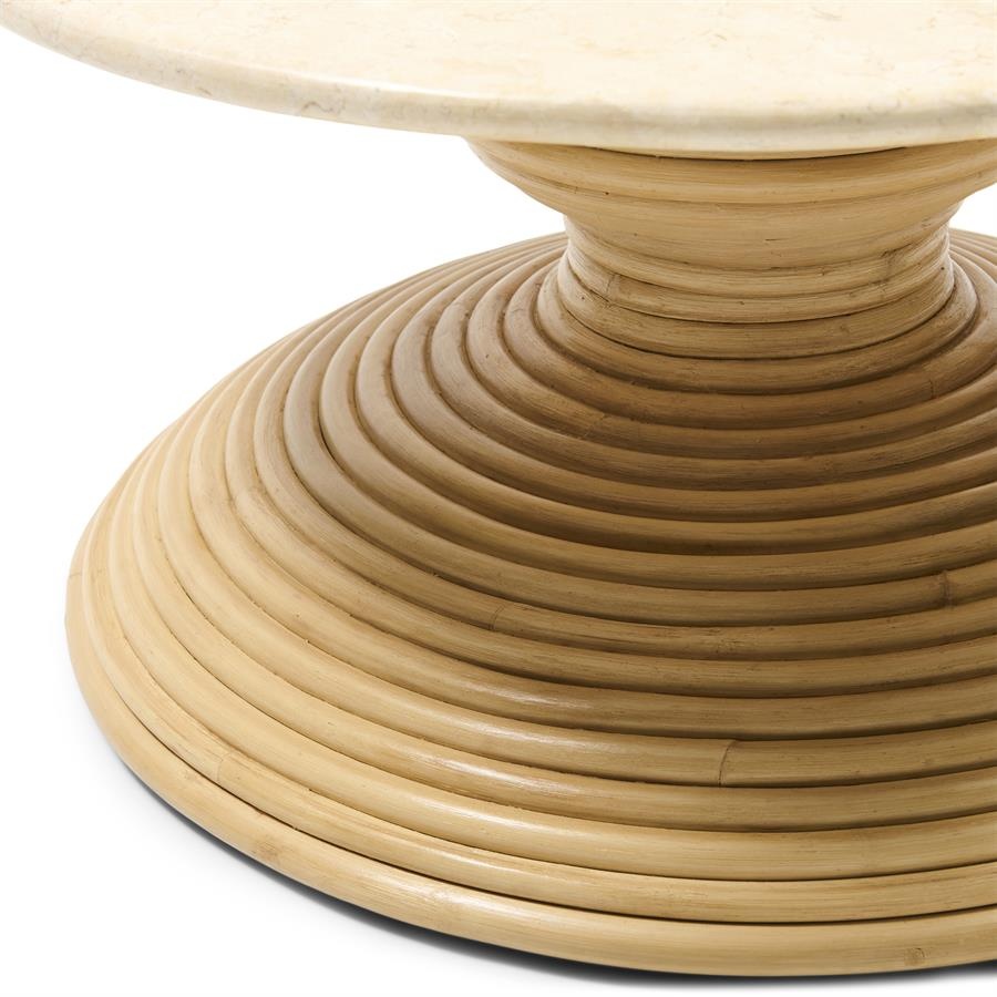 Rivièra Maison Vedella Bijzettafel | Marmer, Rattan | H40xB70xD70 cm