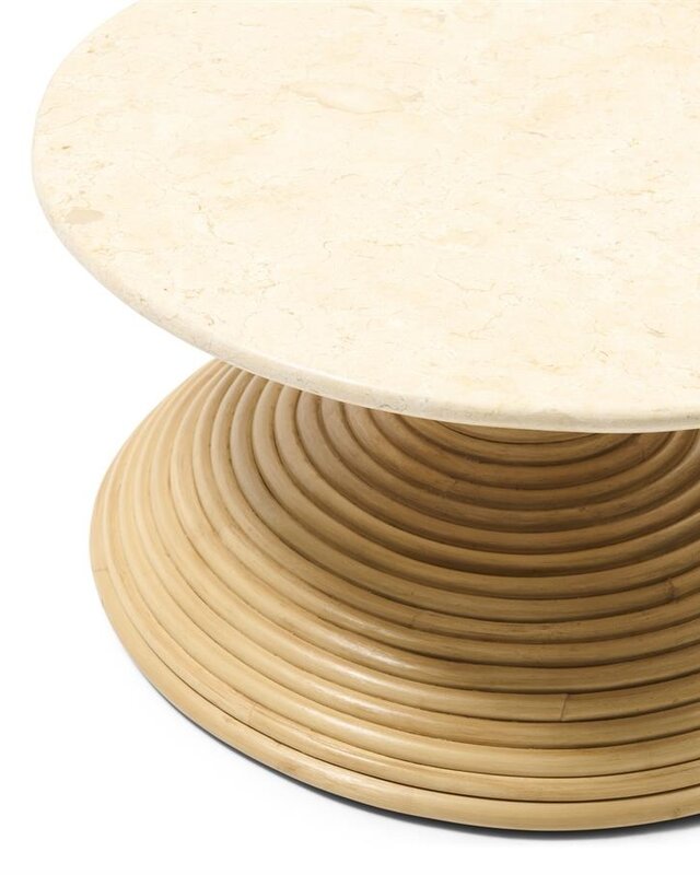 Rivièra Maison Vedella Bijzettafel | Marmer, Rattan | H40xB70xD70 cm