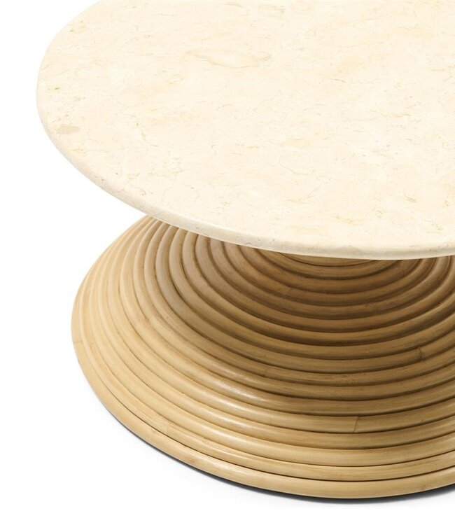 Rivièra Maison Vedella Bijzettafel | Marmer, Rattan | H40xB70xD70 cm