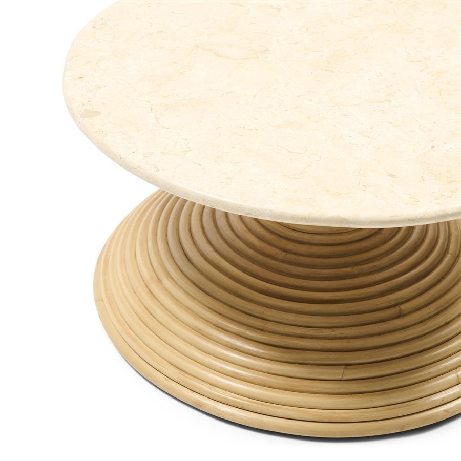 Rivièra Maison Vedella Bijzettafel | Marmer, Rattan | H40xB70xD70 cm