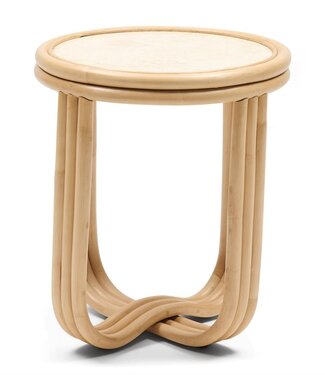 Rivièra Maison Sant Miquel Bijzettafel | Marmer, Rattan | H45xD40 cm