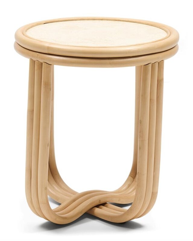 Rivièra Maison Sant Miquel Bijzettafel | Marmer, Rattan | H45xD40 cm
