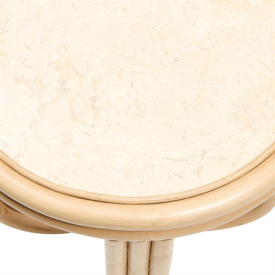 Rivièra Maison Sant Miquel Bijzettafel | Marmer, Rattan | H45xD40 cm