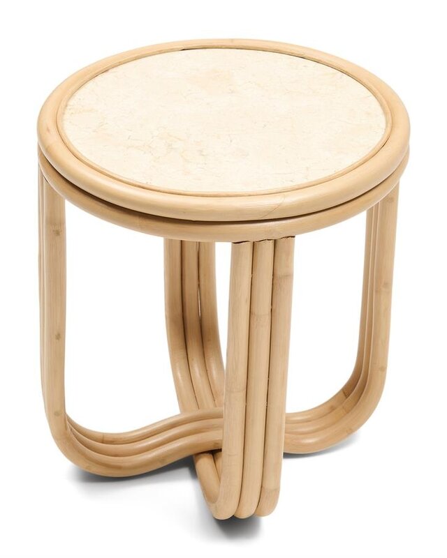 Rivièra Maison Sant Miquel Bijzettafel | Marmer, Rattan | H45xD40 cm