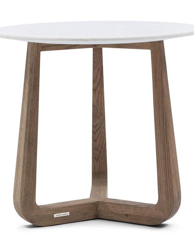 Rivièra Maison Casone Bijzettafel | Marmer, Eiken | H55xD60 cm