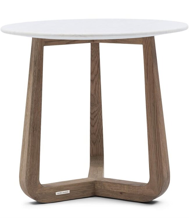 Rivièra Maison Casone Bijzettafel | Marmer, Eiken | H55xD60 cm