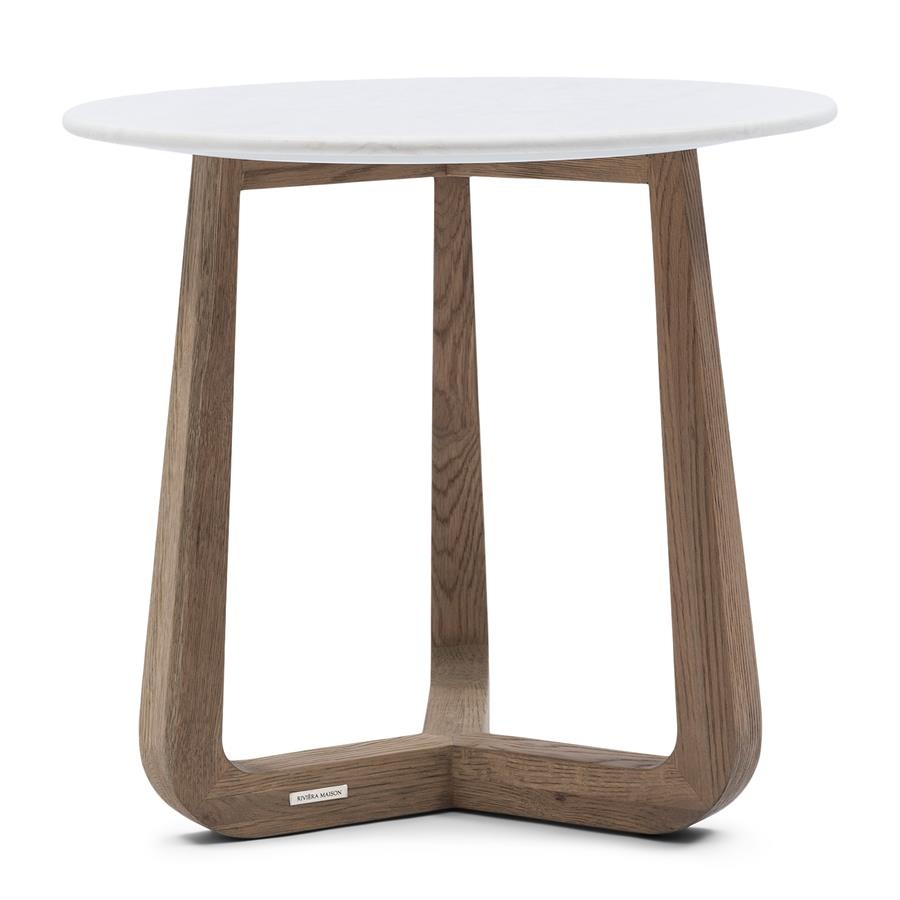 Rivièra Maison Casone Bijzettafel | Marmer, Eiken | H55xD60 cm