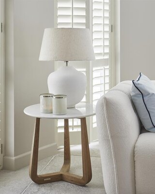 Rivièra Maison Casone Bijzettafel | Marmer, Eiken | H55xD60 cm