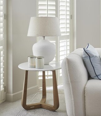 Rivièra Maison Casone Bijzettafel | Marmer, Eiken | H55xD60 cm