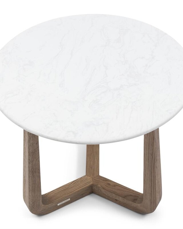 Rivièra Maison Casone Bijzettafel | Marmer, Eiken | H55xD60 cm
