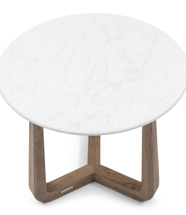 Rivièra Maison Casone Bijzettafel | Marmer, Eiken | H55xD60 cm