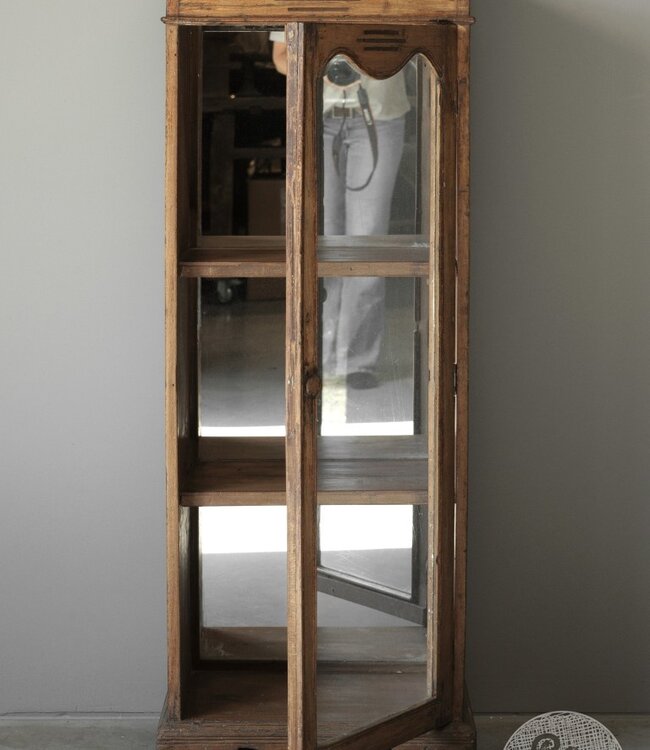 Be-Uniq Oude Vitrinekast Met Spiegelwand | India | H126 cm