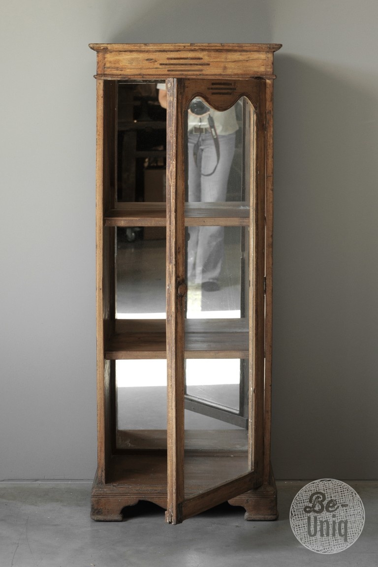 Be-Uniq Oude Vitrinekast Met Spiegelwand | India | H126 cm