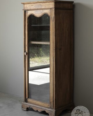 Be-Uniq Oude Vitrinekast Met Spiegelwand | India | H126 cm