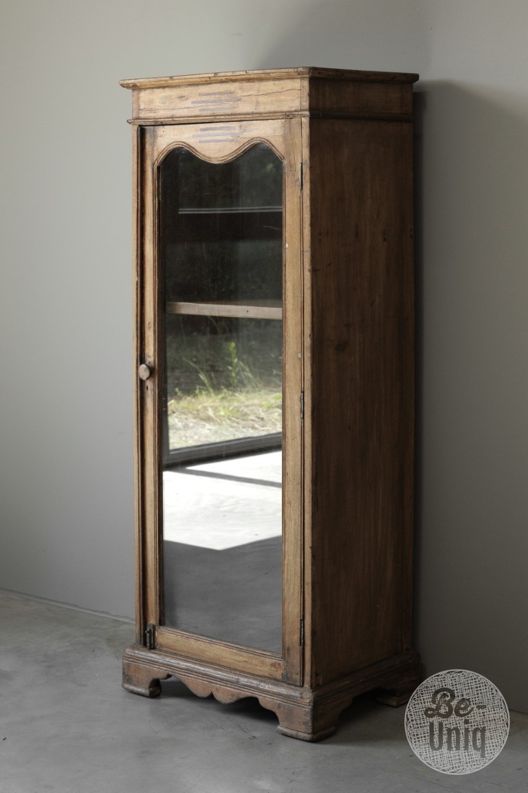Be-Uniq Oude Vitrinekast Met Spiegelwand | India | H126 cm