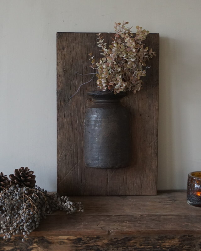 Rene Houtman Wandpaneel Met Vaas/Kruik | Houten Lijst | Nr 1 | H56xB35 cm