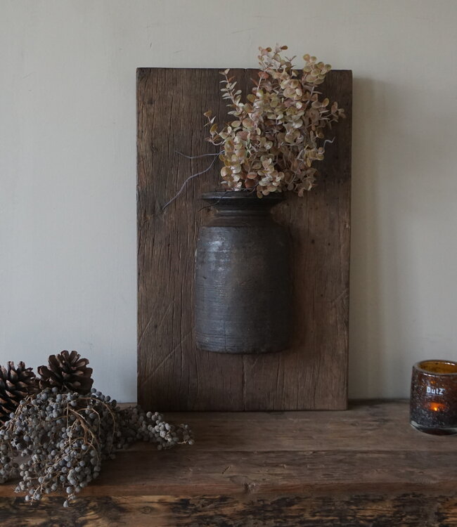 Rene Houtman Wandpaneel Met Vaas/Kruik | Houten Lijst | Nr 1 | H56xB35 cm