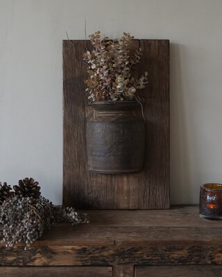 Rene Houtman Wandpaneel Met Vaas/Kruik | Houten Lijst | Nr 2 | H56xB35 cm