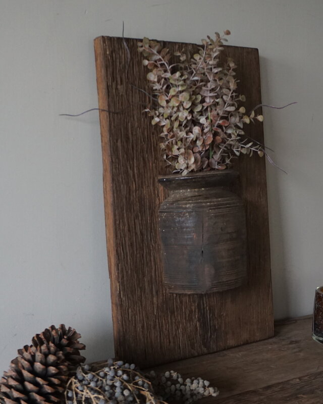 Rene Houtman Wandpaneel Met Vaas/Kruik | Houten Lijst | Nr 3 | H56xB35 cm