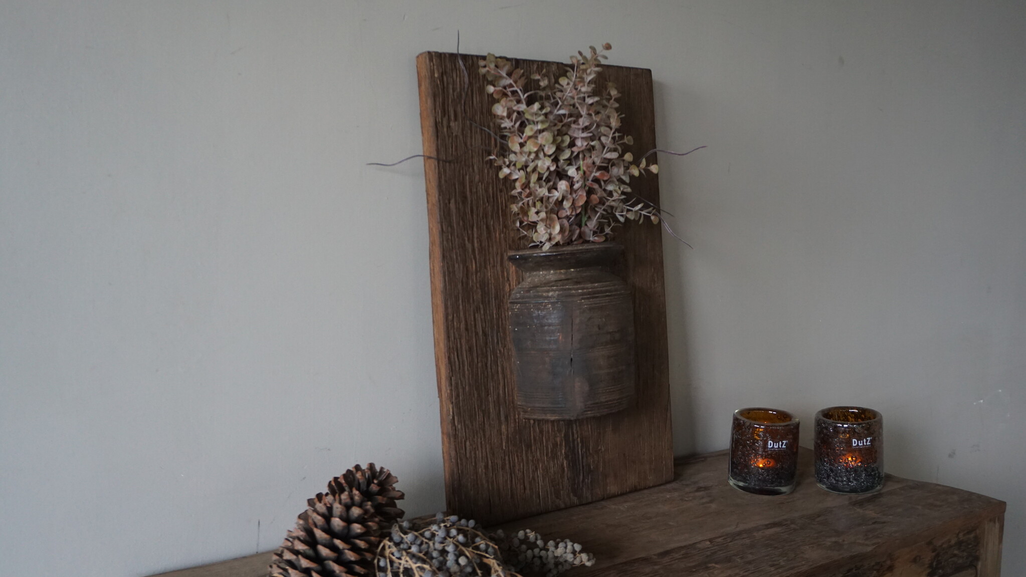Rene Houtman Wandpaneel Met Vaas/Kruik | Houten Lijst | Nr 3 | H56xB35 cm