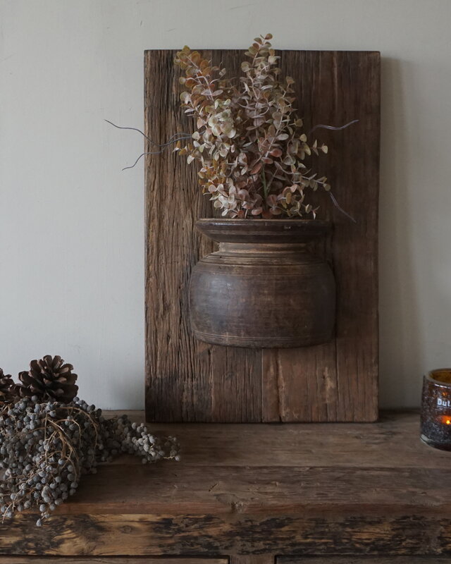 Rene Houtman Wandpaneel Met Vaas/Kruik | Houten Lijst | Nr 4 | H56xB35,5 cm