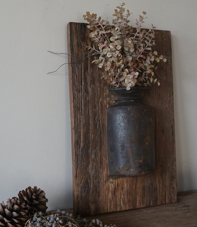 Rene Houtman Wandpaneel Met Vaas/Kruik | Houten Lijst | Nr 5 | H56xB35,5 cm