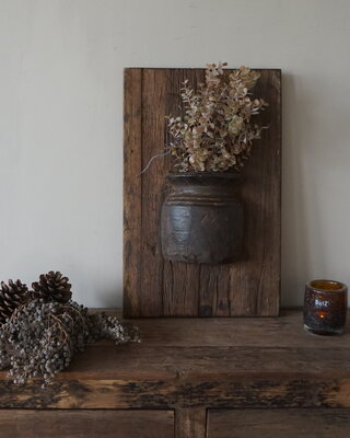 Rene Houtman Wandpaneel Met Vaas/Kruik | Houten Lijst | Nr 6 | H56xB35,5 cm