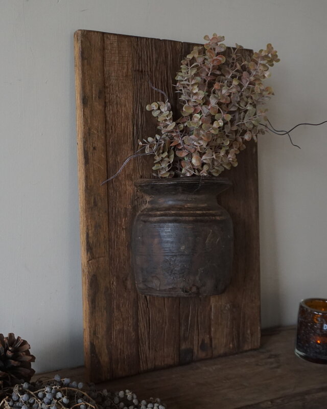 Rene Houtman Wandpaneel Met Vaas/Kruik | Houten Lijst | Nr 6 | H56xB35,5 cm