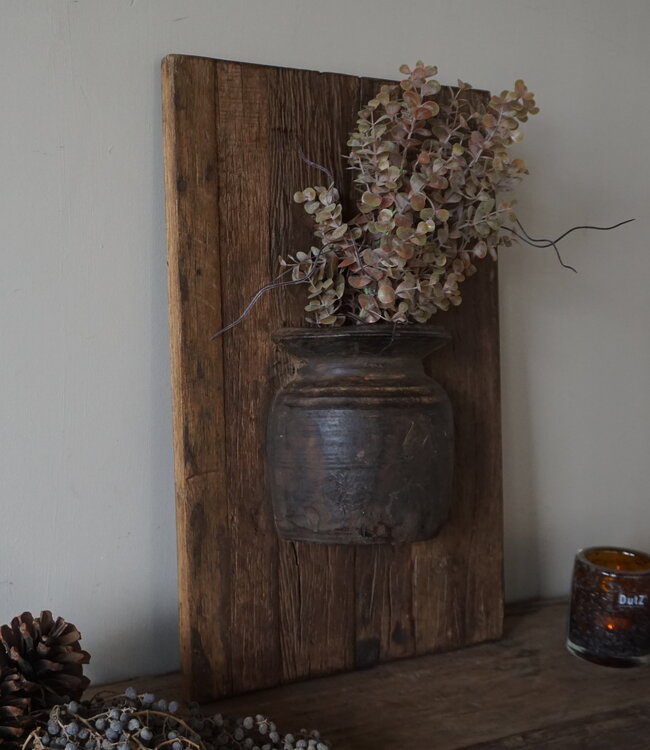 Rene Houtman Wandpaneel Met Vaas/Kruik | Houten Lijst | Nr 6 | H56xB35,5 cm