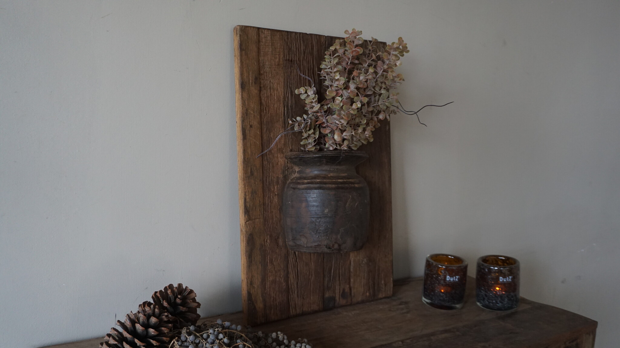 Rene Houtman Wandpaneel Met Vaas/Kruik | Houten Lijst | Nr 6 | H56xB35,5 cm