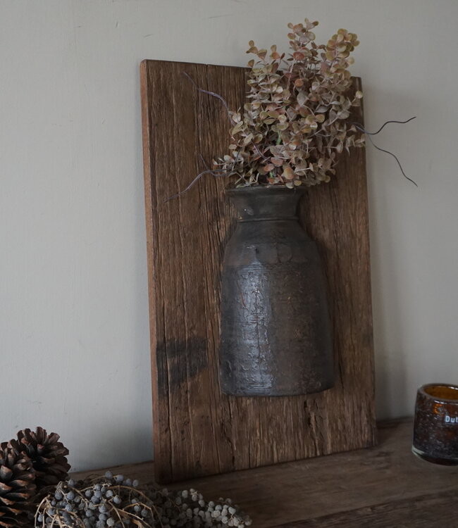 Rene Houtman Wandpaneel Met Vaas/Kruik | Houten Lijst | Nr 7 | H56xB35,5 cm