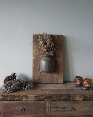 Rene Houtman Wandpaneel Met Vaas/Kruik | Houten Lijst | Nr 8 | H56xB35,5 cm