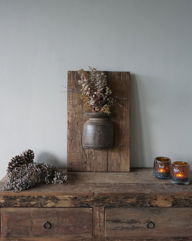 Rene Houtman Wandpaneel Met Vaas/Kruik | Houten Lijst | Nr 8 | H56xB35,5 cm