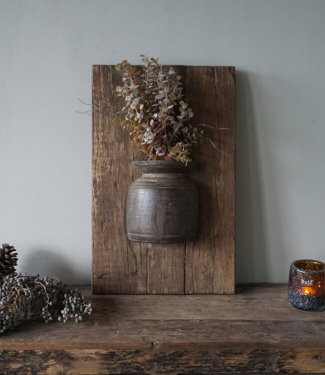 Rene Houtman Wandpaneel Met Vaas/Kruik | Houten Lijst | Nr 8 | H56xB35,5 cm