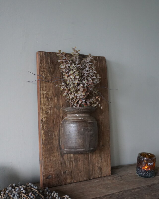 Rene Houtman Wandpaneel Met Vaas/Kruik | Houten Lijst | Nr 8 | H56xB35,5 cm