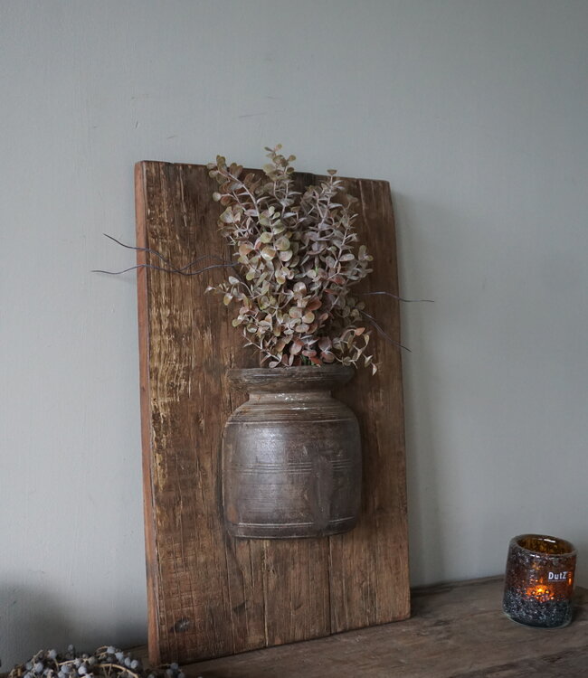 Rene Houtman Wandpaneel Met Vaas/Kruik | Houten Lijst | Nr 8 | H56xB35,5 cm