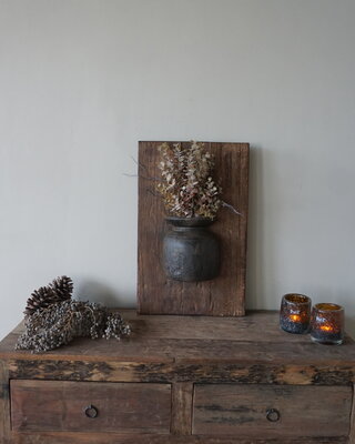 Rene Houtman Wandpaneel Met Vaas/Kruik | Houten Lijst | Nr 9 | H56xB35,5 cm