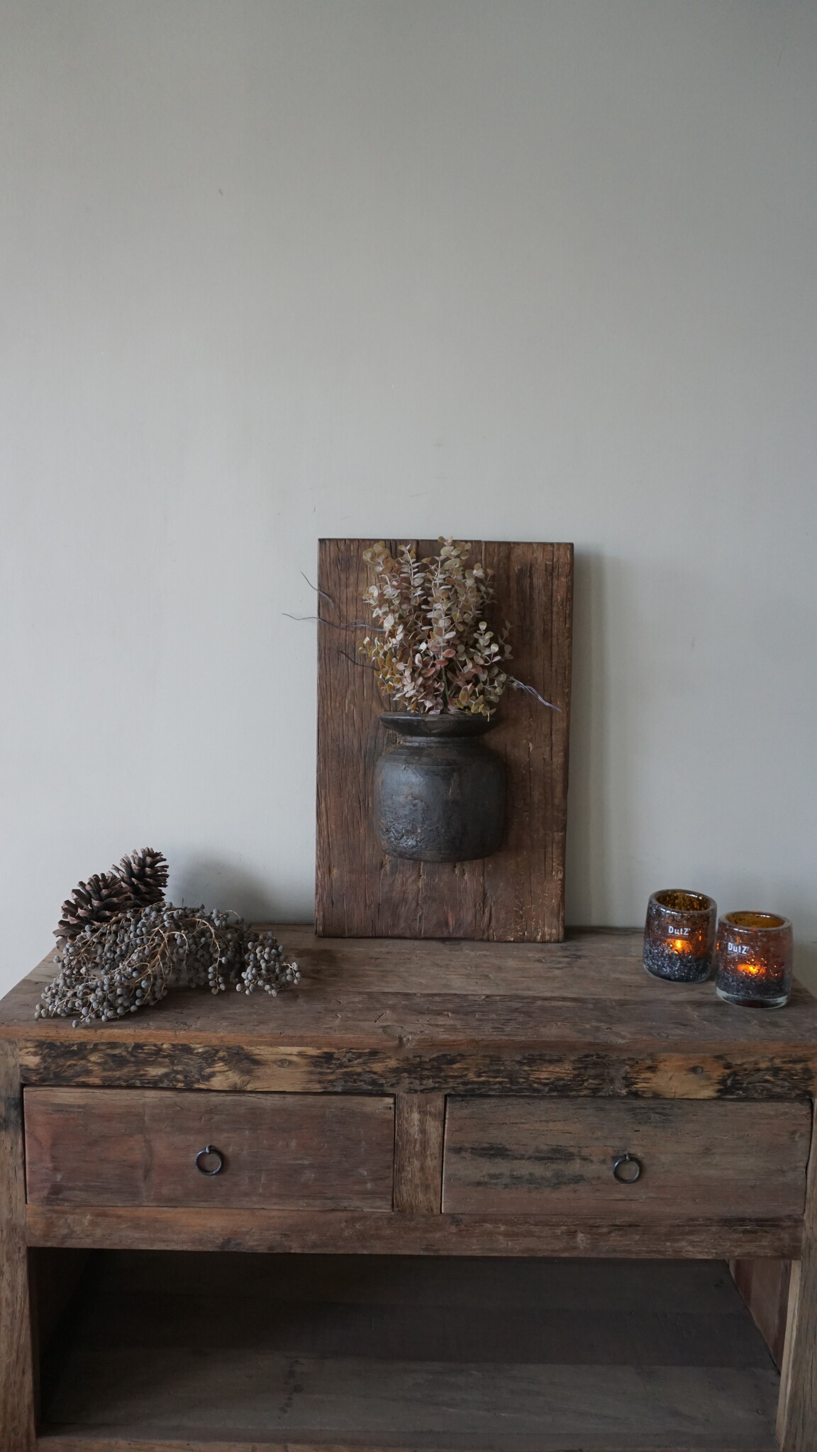 Rene Houtman Wandpaneel Met Vaas/Kruik | Houten Lijst | Nr 9 | H56xB35,5 cm