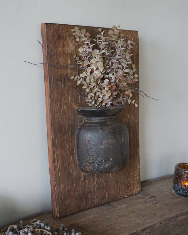 Rene Houtman Wandpaneel Met Vaas/Kruik | Houten Lijst | Nr 9 | H56xB35,5 cm